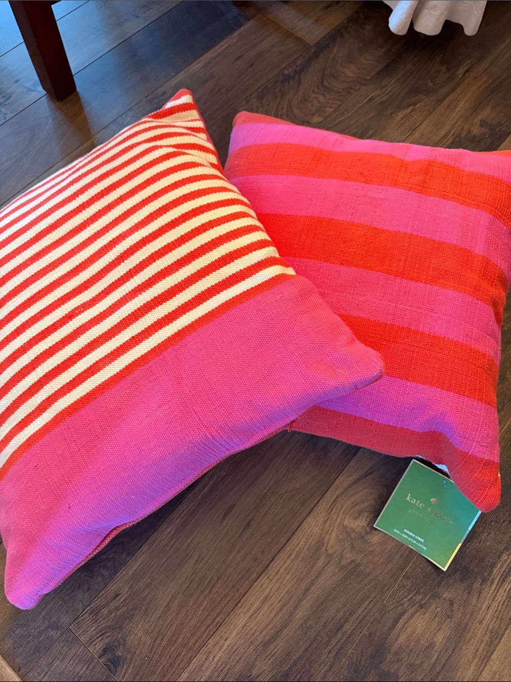 kate spade Pink and Red Striped Throw Pillowcases Pair
